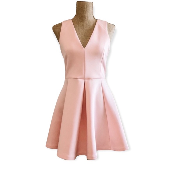 Lovers + Friends Geneva Flare Scuba Mini Dress REVOLVE Light Pastel Pink Small S - Picture 5 of 15